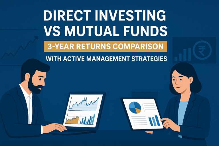 Direct investing vs mutual funds 3-year returns comparison with active management strategies.