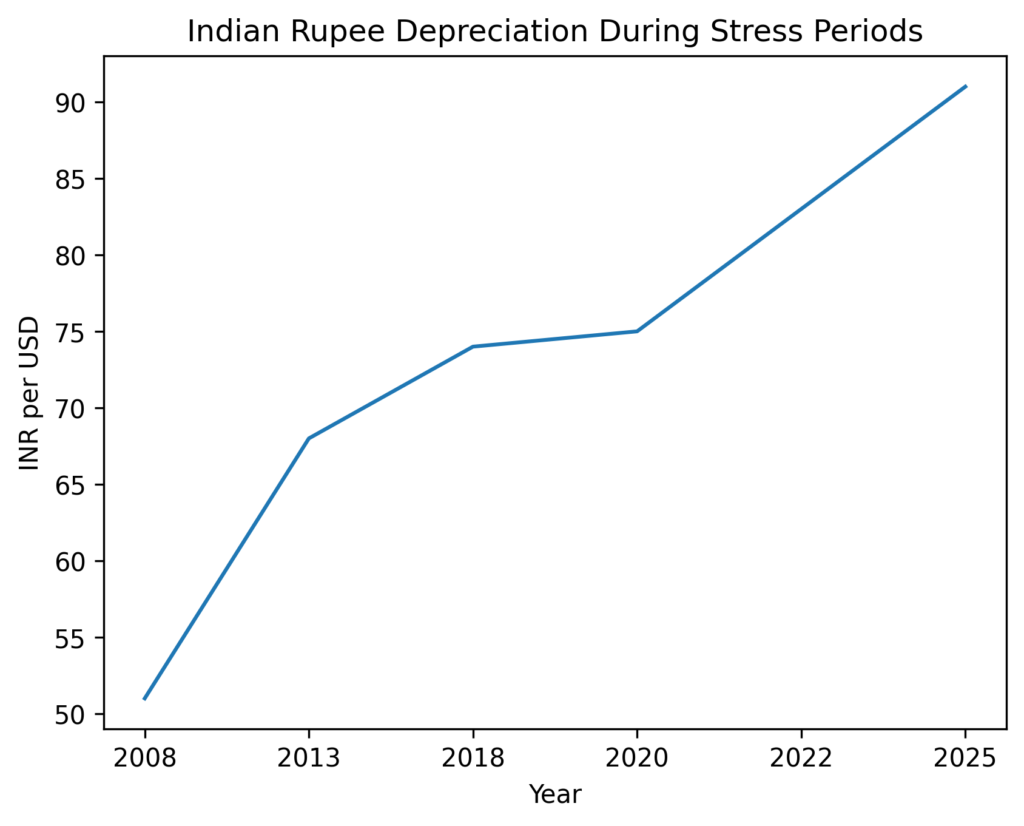 Indian rupee depreciation chart