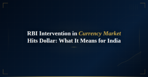 RBI intervention in currency market hits dollar as rupee strengthens with financial charts and currency visuals in modern design
