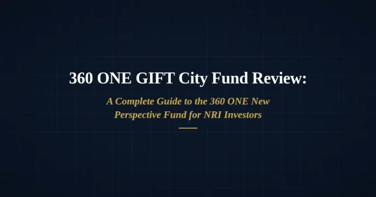 360 ONE GIFT City Fund overview showing global investment strategy, top holdings, investment thesis, fees, and benefits for NRI investors through GIFT City.