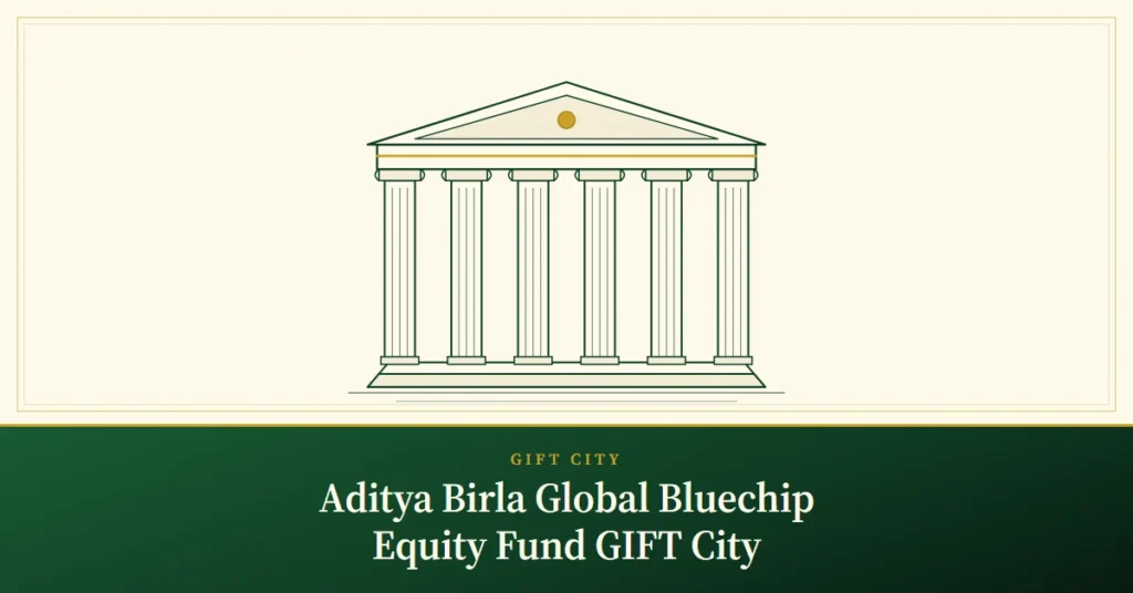 Aditya Birla Global Bluechip Equity Fund GIFT City – engraved illustration: row of classical columns