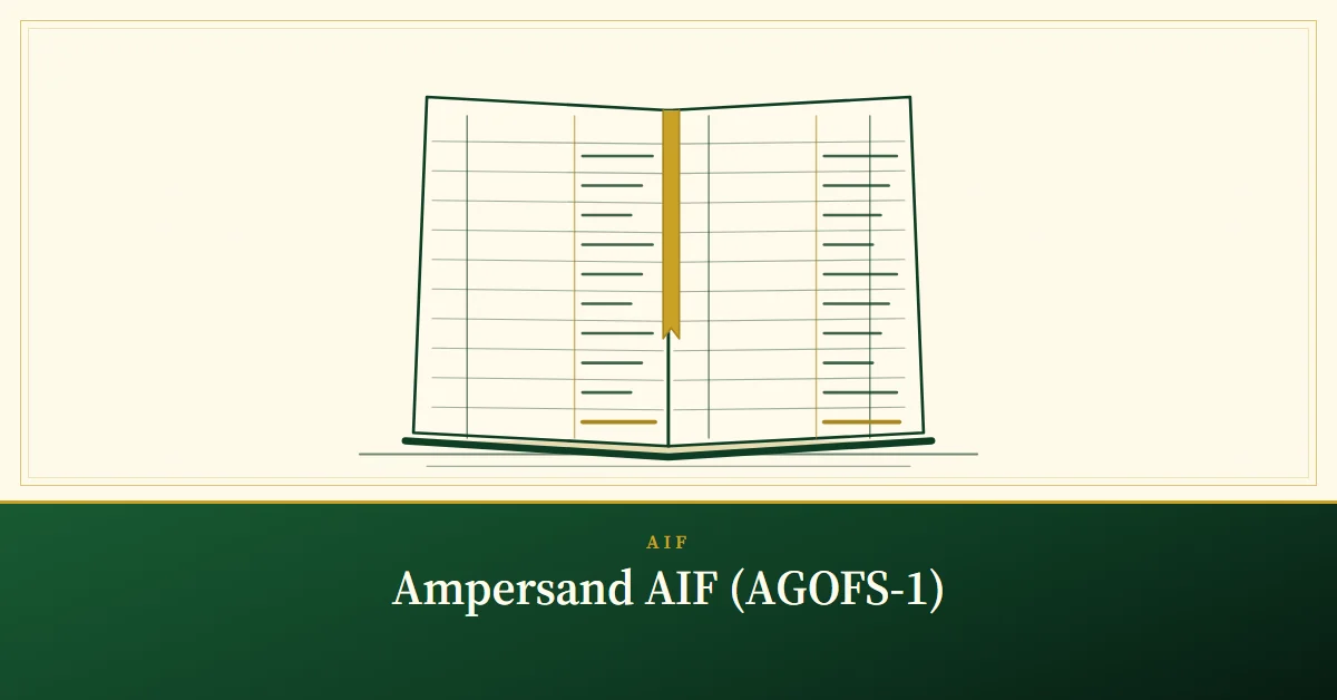 Ampersand AIF (AGOFS-1) – engraved illustration: open ledger with columns of figures