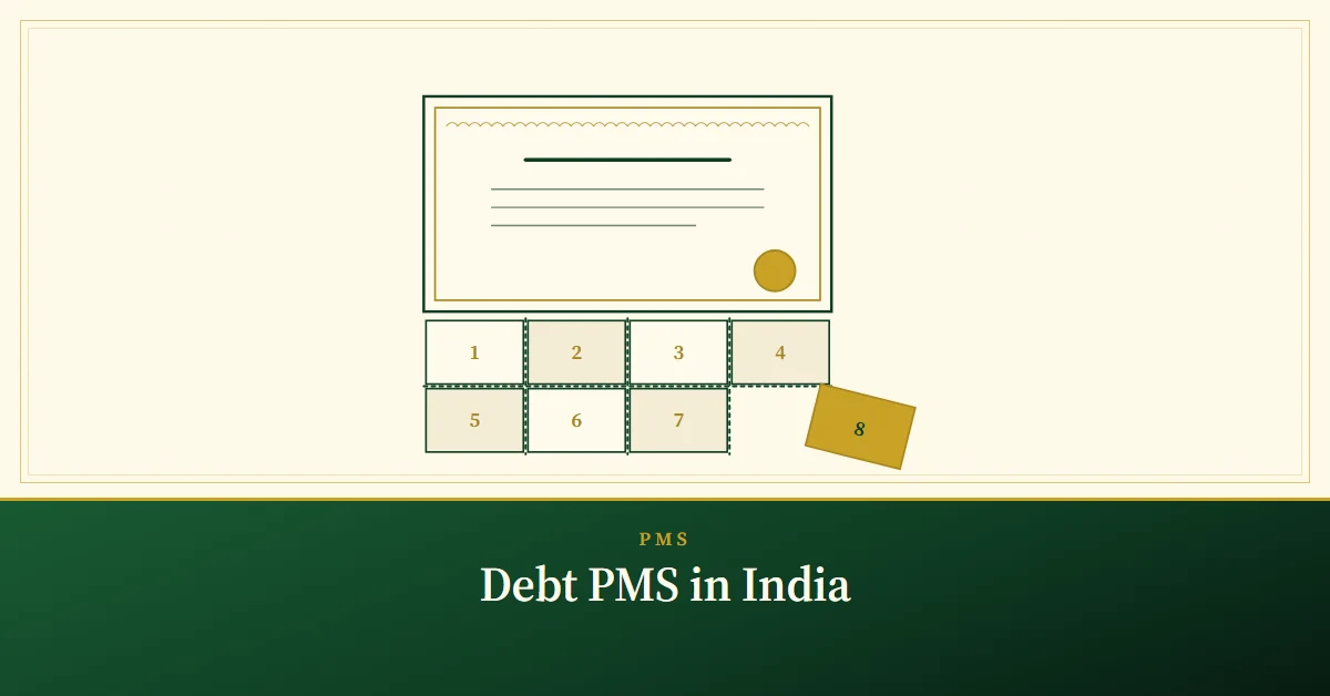 Debt PMS in India – engraved illustration: bond certificate with tear-off coupons