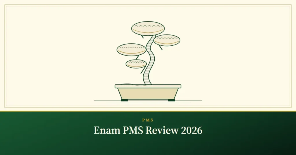 Enam PMS Review 2026 – engraved illustration: bonsai