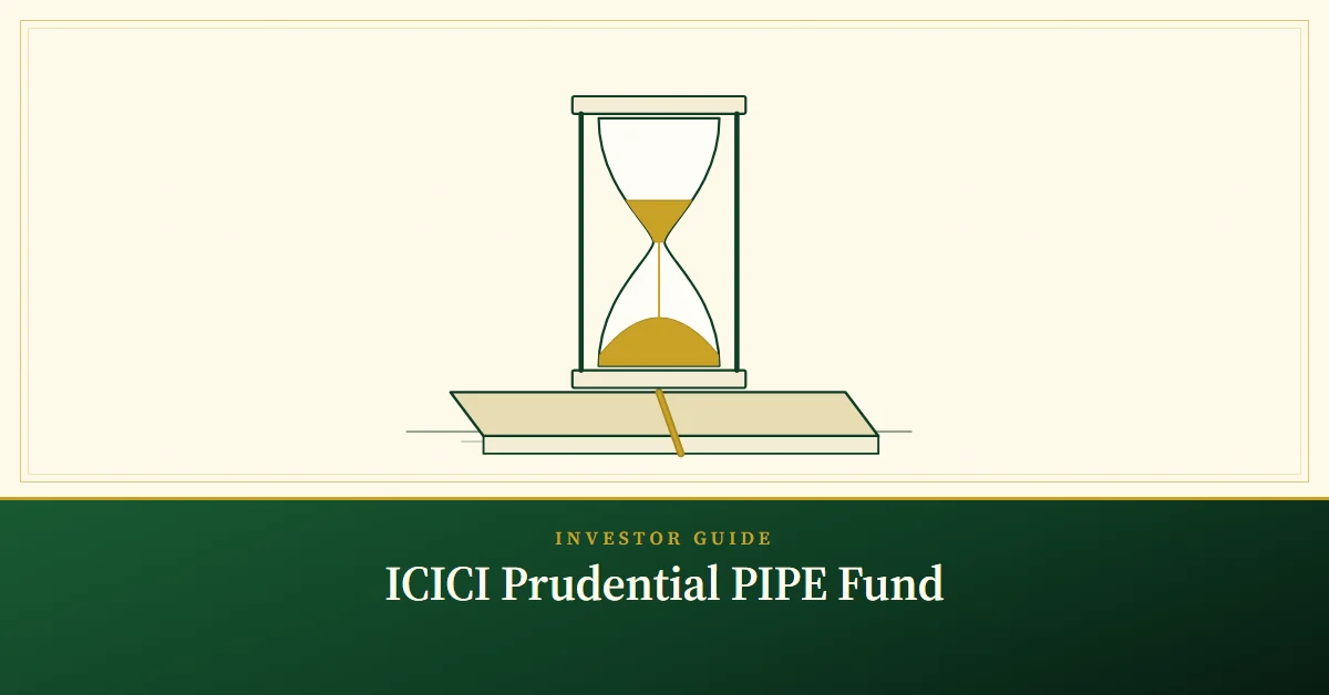 ICICI Prudential PIPE Fund – engraved illustration: hourglass on a closed folder