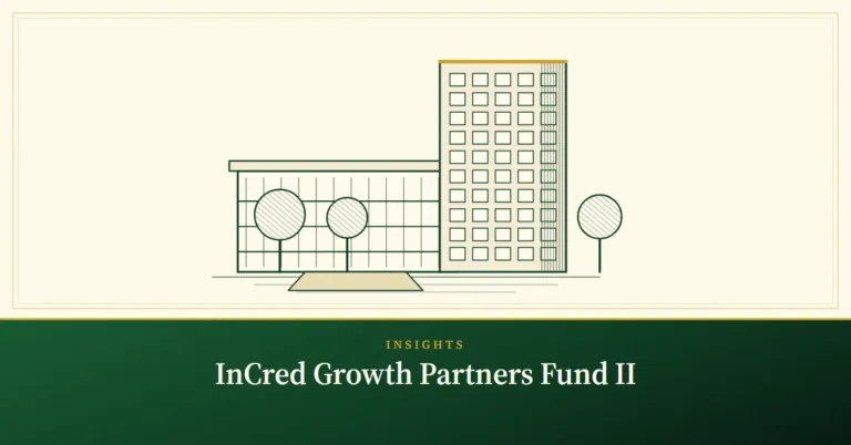 InCred Growth Partners Fund II – engraved illustration: modern office campus
