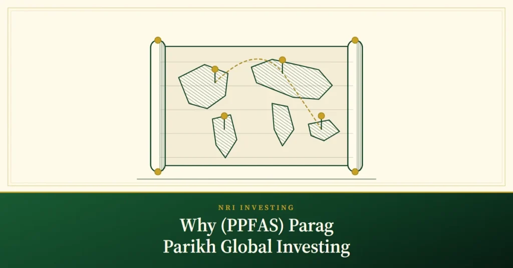 Why (PPFAS) Parag Parikh Global Investing – engraved illustration: antique world map with pins