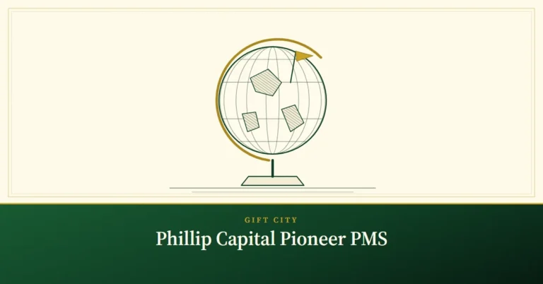 Phillip Capital Pioneer PMS – engraved illustration: desk globe with a small flag