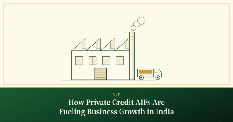 How Private Credit AIFs Are Fueling Business Growth in India – engraved illustration: mid-sized factory with a delivery truck