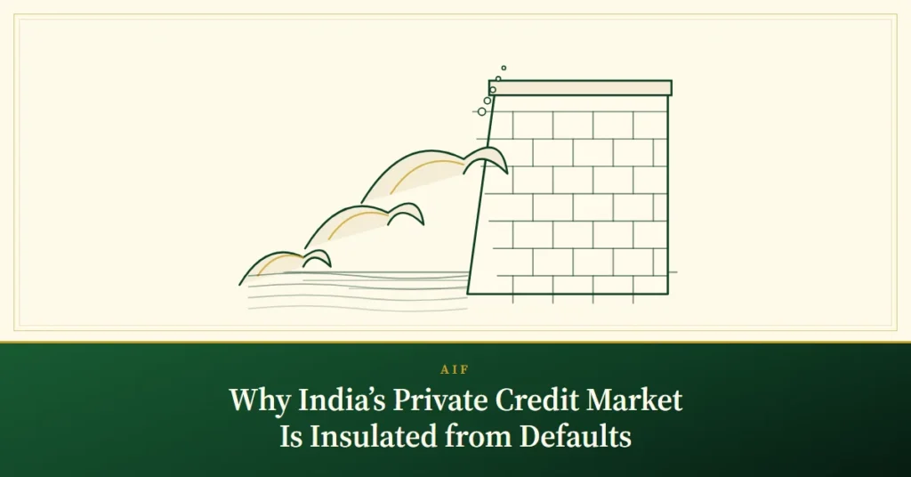 India’s Private Credit Market and Defaults: How It Differs from the U.S., engraved illustration of a sea wall holding back waves